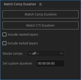 【AE必备插件】Match Comp Duration 更加方便快捷的增加合成时长，针对合成嵌套合成等复杂工程更为有效
